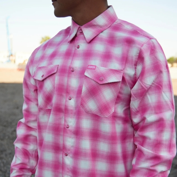 DIXXON Other - Dixxon Flannel Company Men's XL  The RIBBON Pink White Plaid Casual Cabincore